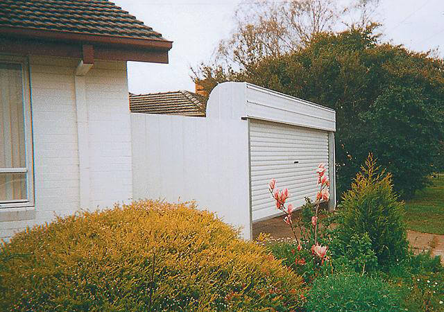 White Roller Door with Canopy