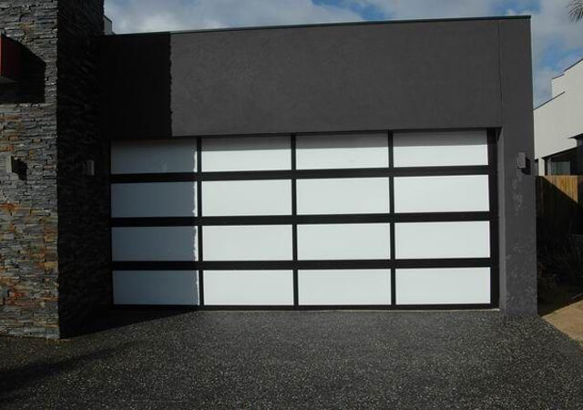 Custom Aluminium Sectional Doors with Acrylic Inserts