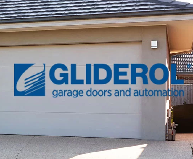 Gliderol sectional garage door and automation installed on a residential home.